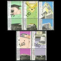 ISRAEL 1990 - Scott# 1044-51 Architectures Tab Set Of 5 MNH - Ongebruikt (zonder Tabs)