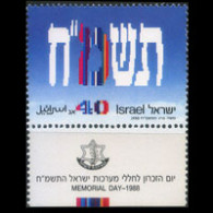 ISRAEL 1988 - Scott# 988 Memorial Day Tab Set Of 1 MNH - Unused Stamps (without Tabs)