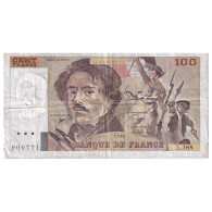 France, 100 Francs, Delacroix, 1990, L.188, TB, Fayette:69bis.2e1, KM:154e - 100 F 1978-1995 ''Delacroix''