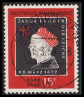 1959. Saar. Jakob Fugger 15 F. LUXUS Cancel. (MICHEL 445) - JF537679 - Oblitérés