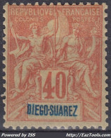 TIMBRE DIEGO SUAREZ TYPE GROUPE 40c N° 47 NEUF * GOMME AVEC CHARNIERE - Neufs