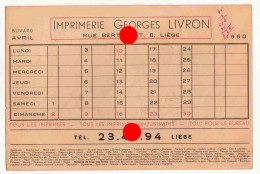 Imprimerie Georges Livron Liége Rue Bertholet  1950 - Papelería