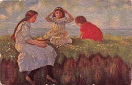 ARTS - Peintures Et Tableaux - Des Enfants Jouant Au Dessus De La Falaise - Carte Postale Ancienne - Paintings