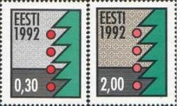 Estonia Estland Estonie 1992 Christmas (type B(y) - Phosphorescent Paper Michel # 195y-196y Set Of 2 Stamps MNH - Estonie