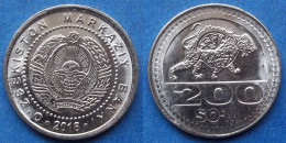 UZBEKISTAN - 200 Som 2018 "Tiger With A Rising Sun" KM# 38 Independent Republic (1991) - Edelweiss Coins - Ouzbékistan