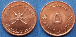 OMAN - 5 Baisa AH1434 2013AD KM# 150 Sultan Quabus Bin Sa'id Reform Coinage (AH1392 / 1972) - Edelweiss Coins - Omán