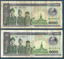 Laos : 2 Billets De 1000 Kips (usagés) – 2003 - Laos