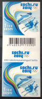 Estonia Estland Estonie 2014 XXII Winter Olympic Games In Sochi Imperforation Gutter-pair With Label VERY RARE ! MNH - Estonie