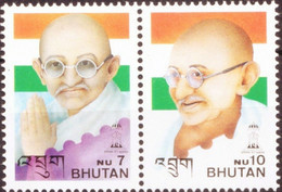 BHUTAN 1997 INDIPEX - MAHATMA GANDHI 2v MNH As Per Scan - Bhoutan