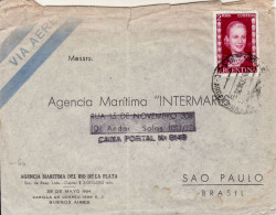 ARGENTINA 1954  AIRMAIL  LETTER SENT FROM BUENOS AIRES TO SAO PAULO - Cartas & Documentos