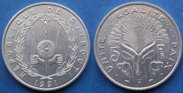 DJIBUTI - 5 Francs 1991 "Giant Eland" KM# 22 Republic, Standard Coinage - Edelweiss Coins - Gibuti