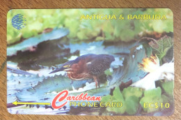 ANTIGUA & BARBUDA OISEAU HERON EC$ 10 CARIBBEAN CABLE & WIRELESS SCHEDA PREPAID TELECARTE TELEFONKARTE PHONECARD - Antigua U. Barbuda