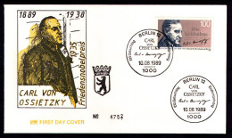 BERLIN 1989 - Michel Nr. 851 FDC - Carl Von Ossietzky - Publizist - 1981-1990