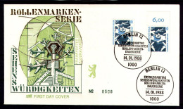 BERLIN 1988 - Michel Nr. 798A/799A FDC - Sehenswürdigkeiten - 1981-1990