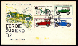 BERLIN 1982 - Michel Nr. 660/663 FDC - Jugend - Historische Kraftfahrzeuge - 1981-1990