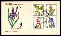 BERLIN 1981 - Michel Nr. 650/653 FDC - Gefährdete Pflanzen - Flora - 1981-1990