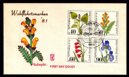 BERLIN 1981 - Michel Nr. 650/653 FDC - Gefährdete Pflanzen - Flora - 1981-1990