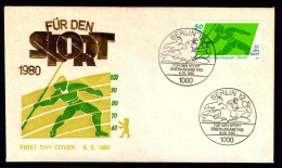 BERLIN 1980 - Michel Nr. 621/623 FDC - Sporthilfe - 1971-1980