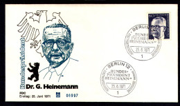 BERLIN 1971 - Michel Nr. 394 - FDC - Bundespräsident Dr. Gustav Heinemann - 1971-1980