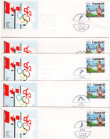 Canada 5 X Embossed FDC Olympics 1976 Football Handball Volleyball Fencing Wrestling - Special Cancels - 1971-1980