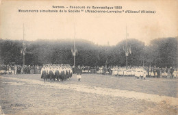 CPA 27 VERNON / CONCOURS DE GYMNASTIQUE 1909 / MOUVEMENTS SIMULTANES DE LA SOCIETE L'ALSACIENNE D'ELBOEUF - Vernon