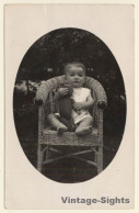 Baby With Teddy Bear In Stylish Wicker Chair (Vintage RPPC ~1910s/1920s) - Jeux Et Jouets