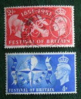 FESTIVAL OF BRITAIN GeorgeVI (Mi 255-256 Yv 260-261 1951 Used Gebruikt Oblitere ENGLAND GRANDE-BRETAGNE GB GREAT BRITAIN - Usati