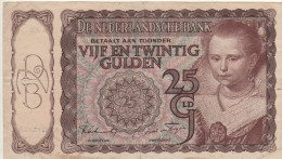 NETHERLANDS  25  Gulden   P60   Dated   05.10.1943   ("Young Woman" (by Paulus Moreelse) - 25 Gulden