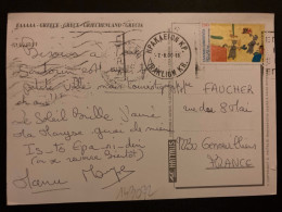 CP Pour La FRANCE TP 180 OBL.MEC.7 8 00 IRAKLION KR. - Cartas & Documentos