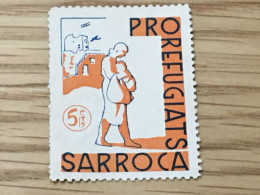 Pro Refugiats Sarroca Sello Guerra 5c-Guerre Civile Espana-Cinderella-Vignette*Erinnophilie,Timbre,stamp,Sticker-Bollo-V - Impots De Guerre