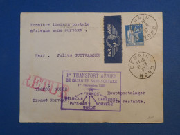 B147  FRANCE   BELLE LETTRE 1946 1ER VOL. FRANCE NORWAY  DENAIN A TROMSO +GRIFFE RETUR +VERSO++++ - 1927-1959 Lettres & Documents