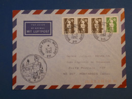 B147  FRANCE  BELLE LETTRE 1992 BUREAU POSTAL  MILITAIRE DE PARIS A  MONTARGIS  +AFF. PLAISANT+++ - 1960-.... Covers & Documents