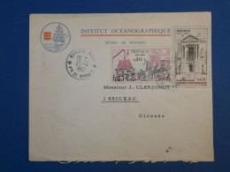 B147  MONACO BELLE LETTRE MUSEE OCEANOGRAPHIQUE  MONTE CARLO  1962  A ISSIGEAC FRANCE+AFF. PLAISANT+++ - Lettres & Documents