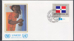 NATIONS-UNIES NEW-YORK FDC 1er JOUR DRAPEAU REPUBLIQUE DOMINICAINE 1985 Y&T 451 - FDC