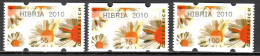 MiNr. 3x (55, 75, 100) ATM 16 D, Eindruck: „HIBRIA 2010“; Postfrisch (**) - Machine Labels [ATM]