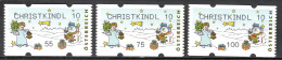 MiNr. 3x (55, 75, 100) ATM 19 A, Eindruck: „CHRISTKINDL 10“; Postfrisch (**) - Timbres De Distributeurs [ATM]