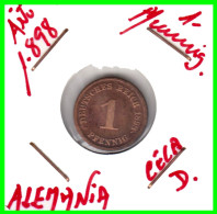 ALEMANIA – GERMANY - IMPERIO MONEDA DE COBRE DIAMETRO 17.5 Mm. DEL AÑO 1898 – CECA-D- KM-1  GOBERNANTE: WILHELM II - 1 Pfennig
