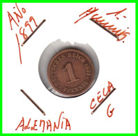 ALEMANIA – GERMANY - IMPERIO MONEDA DE COBRE DIAMETRO 17.5 Mm. DEL AÑO 1899 – CECA-G- KM-10  GOBERNANTE: WILHELM II - 1 Pfennig