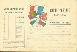 Guerre 14 CP FM Franchise Drapeaux Courrier Rapide Weingarten D77 P21 Sans "gloire à Nos Alliés" Mars 1915 - WW I