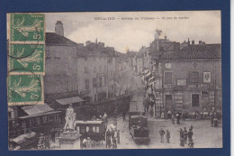 CPA [01] Ain > Pont-de-Vaux Gare Train Station Tramway Circulée Marché - Pont-de-Vaux