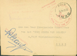 Guerre 40 Hospitaaldienst VII Van Zegel FM Cachet & Entête Rood Kruis Van Belgié Hulphospitaal N°30 Gent CAD 25 12 44 - Guerra '40-'45 (Storia Postale)