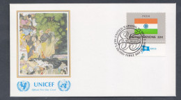 NATIONS-UNIES NEW-YORK FDC 1er JOUR DRAPEAU INDE 1985 Y&T 447 - FDC