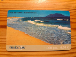 Prepaid Phonecard Spain, Number One - Isla De Lobos, Fuerteventura - Sonstige & Ohne Zuordnung
