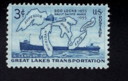 203708061 1955 SCOTT 1069 (XX) POSTFRIS MINT NEVER HINGED  - Soo Locks - SHIP - MAP - Unused Stamps