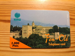 Prepaid Phonecard Spain, World Telecom, Fon-Olé - La Alhambra Grenada - Autres & Non Classés