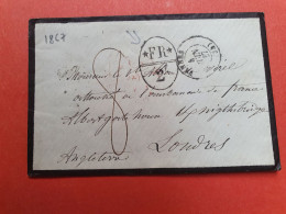 Enveloppe De Vannes Pour L'Ambassade De France à Londres En 1867 - Voir Cachets Recto Et Verso - N 52 - 1849-1876: Klassik