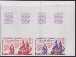 2 Essai De Couleur Dont 1 Multicolore Taaf/fsat Bateau La Recherche Et L’espérance Amsterdam  Yvert PA 58 MNH **8 - Sin Dentar, Pruebas De Impresión Y Variedades