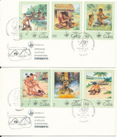 Cuba FDC 19-3-1985 EXPO Filatelic Exhibition Complete Set Of 6 On 2 Covers With Cachet - FDC