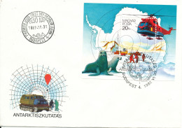 Hungary FDC 30-6-1987 Antarctic Research 75th Anniversary Souvenir Sheet With Cachet - FDC