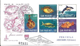 ST MARIN N° 678/679/681/682/685 S/L. DU 27.8.66 POUR LA SUISSE - Cartas & Documentos